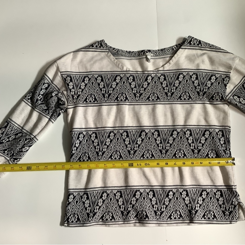 J. Crew Black and White Long Sleeve Tee with Striped Lace Design - Picture 4 of 6